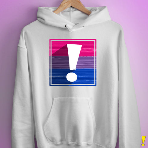 Bisexual Pride Flag Exclamation Point Hoodie - White
